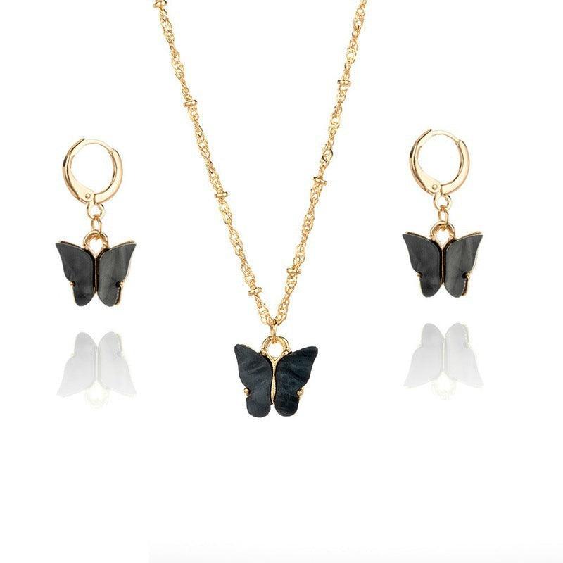 Suz Butterfly Earrings & Necklace Set