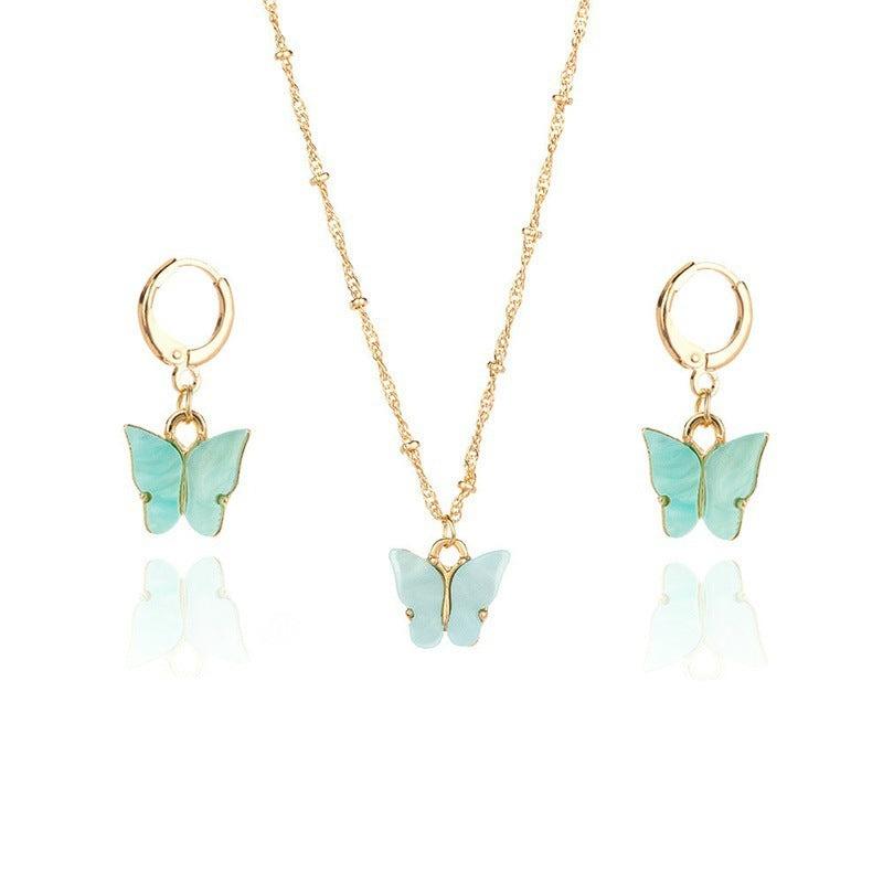 Suz Butterfly Earrings & Necklace Set