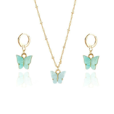 Suz Butterfly Earrings & Necklace Set