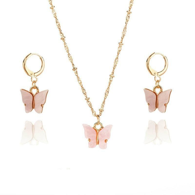 Suz Butterfly Earrings & Necklace Set