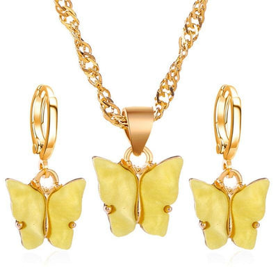 Suz Butterfly Earrings & Necklace Set