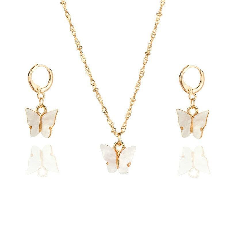 Suz Butterfly Earrings & Necklace Set