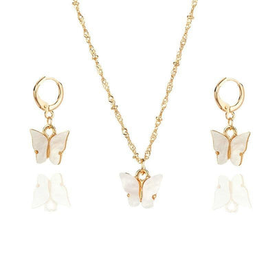 Suz Butterfly Earrings & Necklace Set