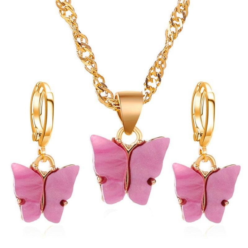 Suz Butterfly Earrings & Necklace Set