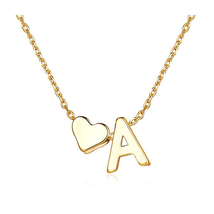 Gwenda Tiny Initial Heart Necklace