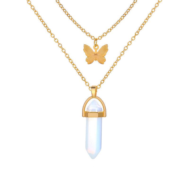 Collier chaîne torsadée avec pendentif papillon en cristal Imogen