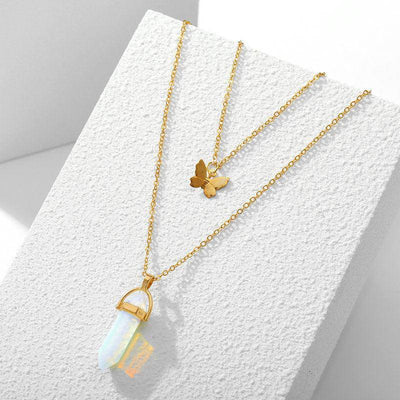 Imogen Crystal Butterfly Pendant Cable Chain Necklace