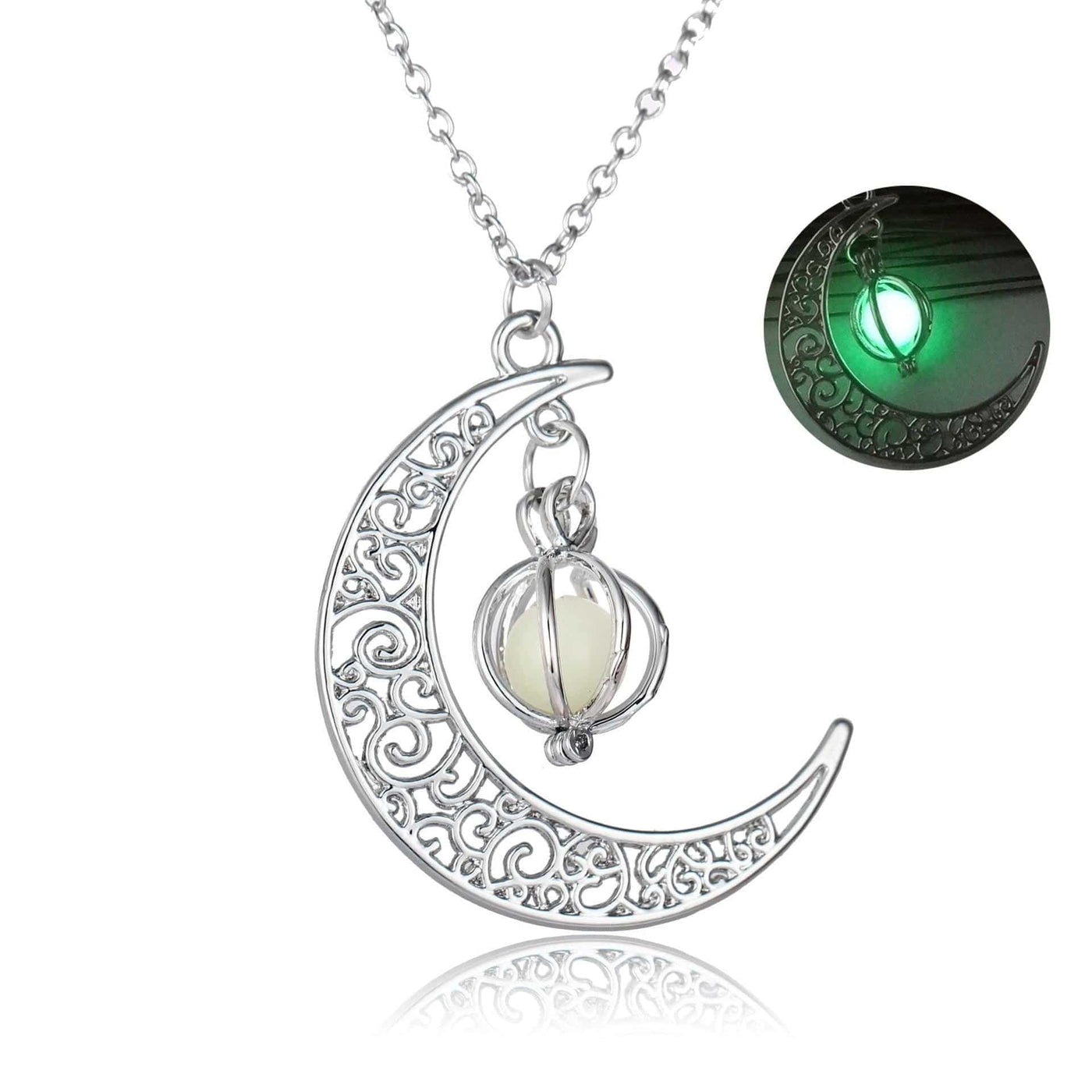 Rojen Crescent Pendentif Rolo Chaîne Collier