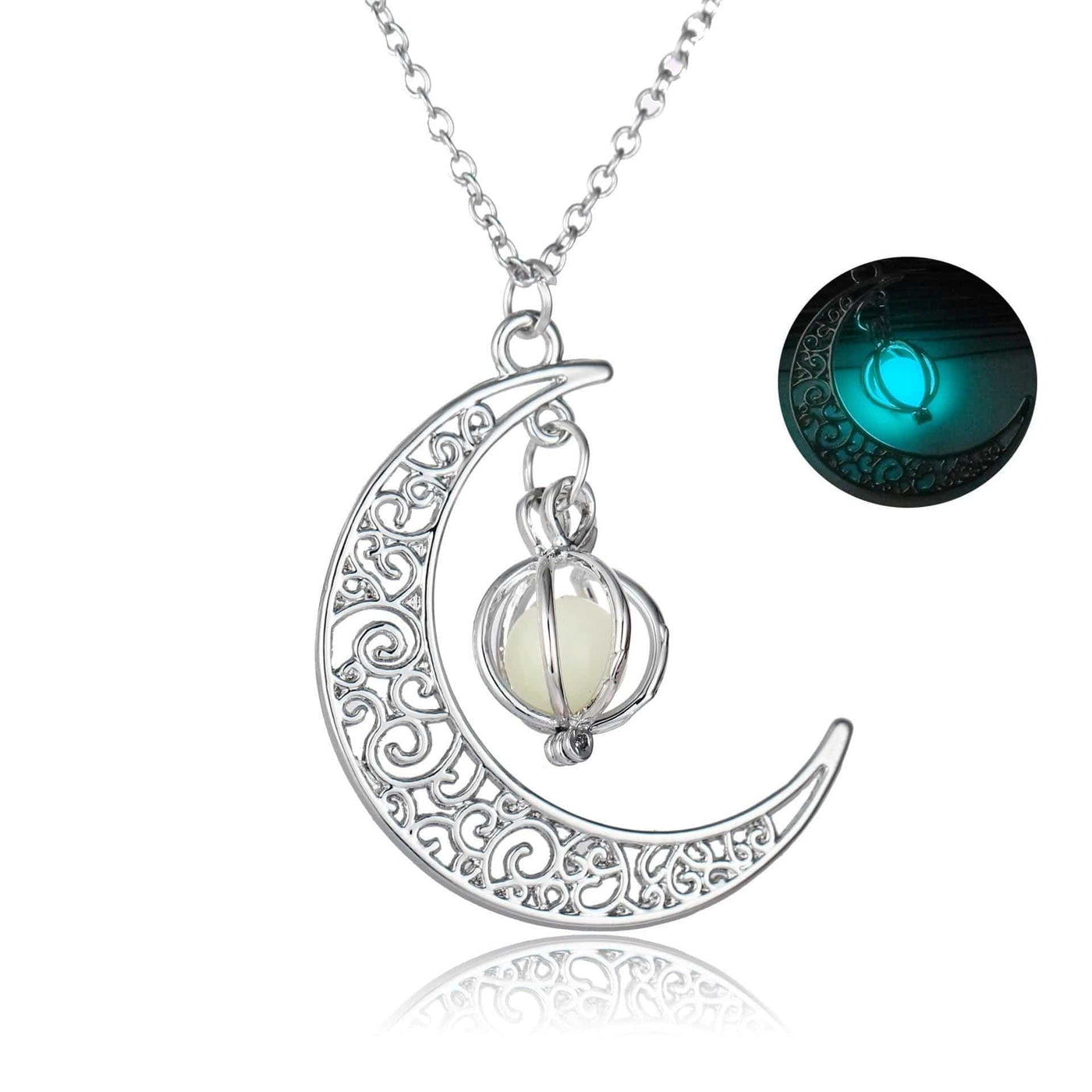 Rojen Crescent Pendentif Rolo Chaîne Collier