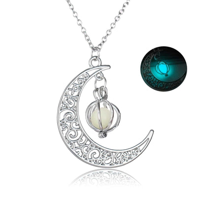 Rojen Crescent Pendentif Rolo Chaîne Collier