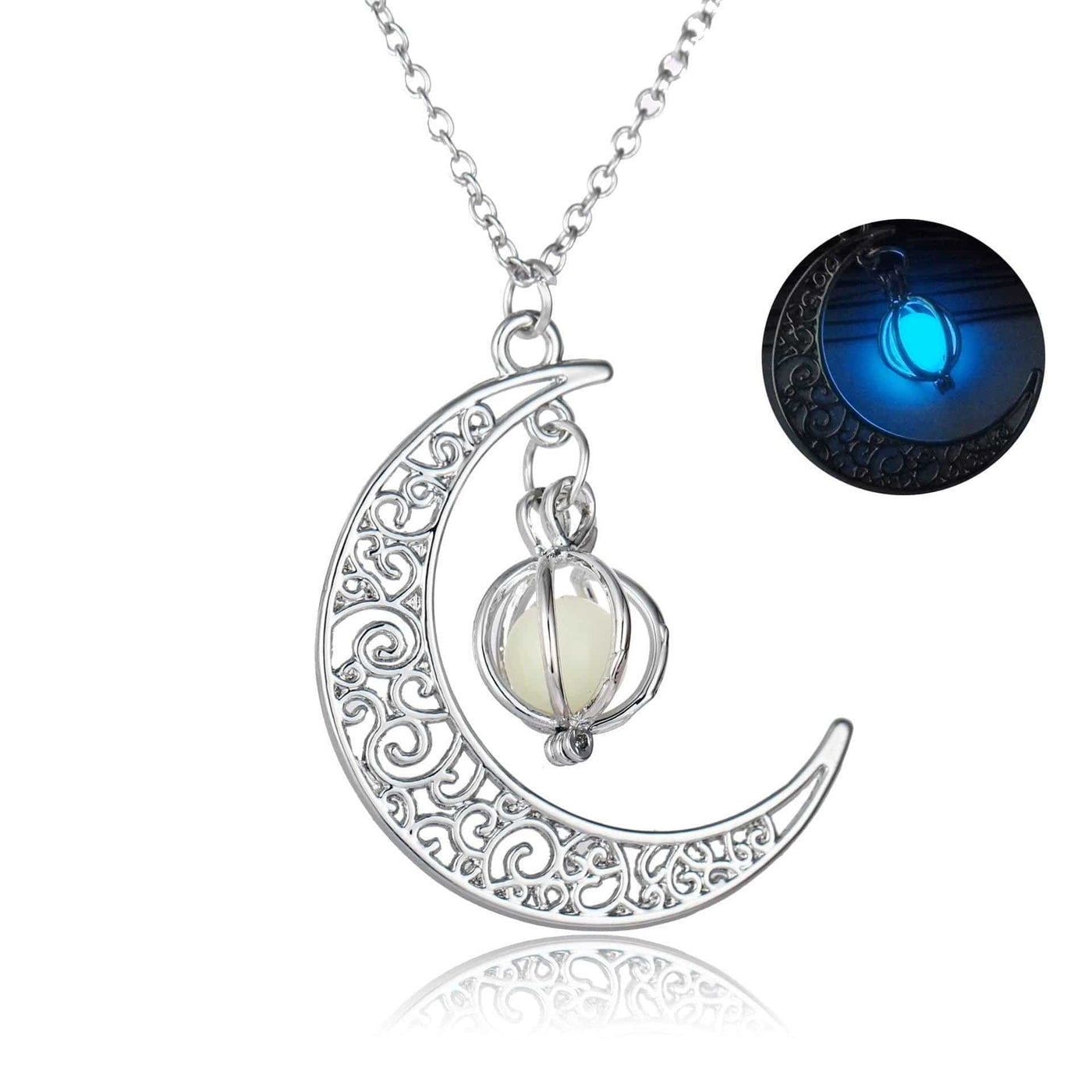 Rojen Crescent Pendentif Rolo Chaîne Collier