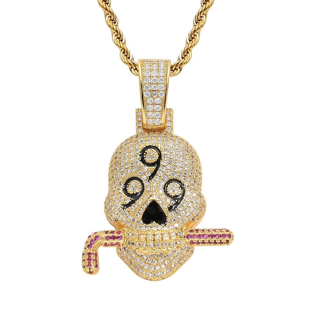 Macie Fully Iced Skull Pendant Chain - Hot fashionista