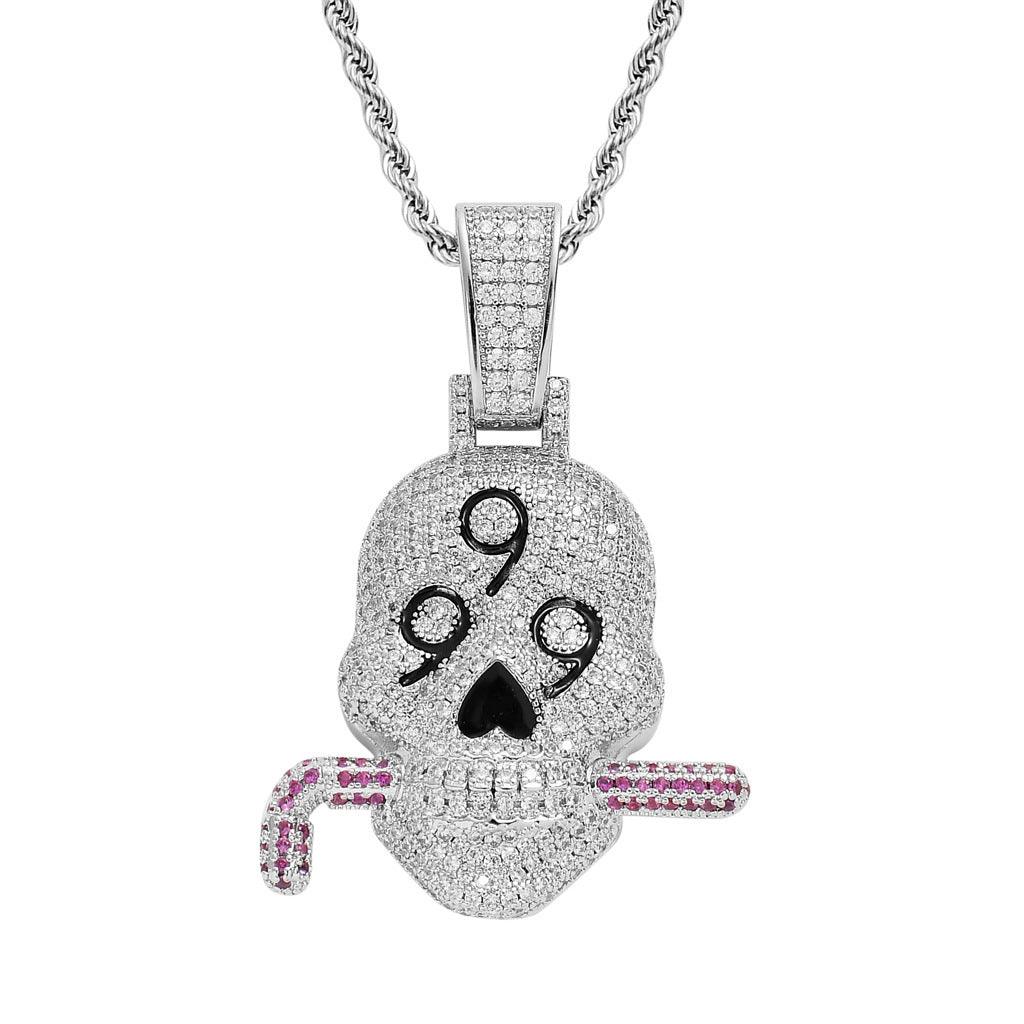 Macie Fully Iced Skull Pendant Chain - Hot fashionista