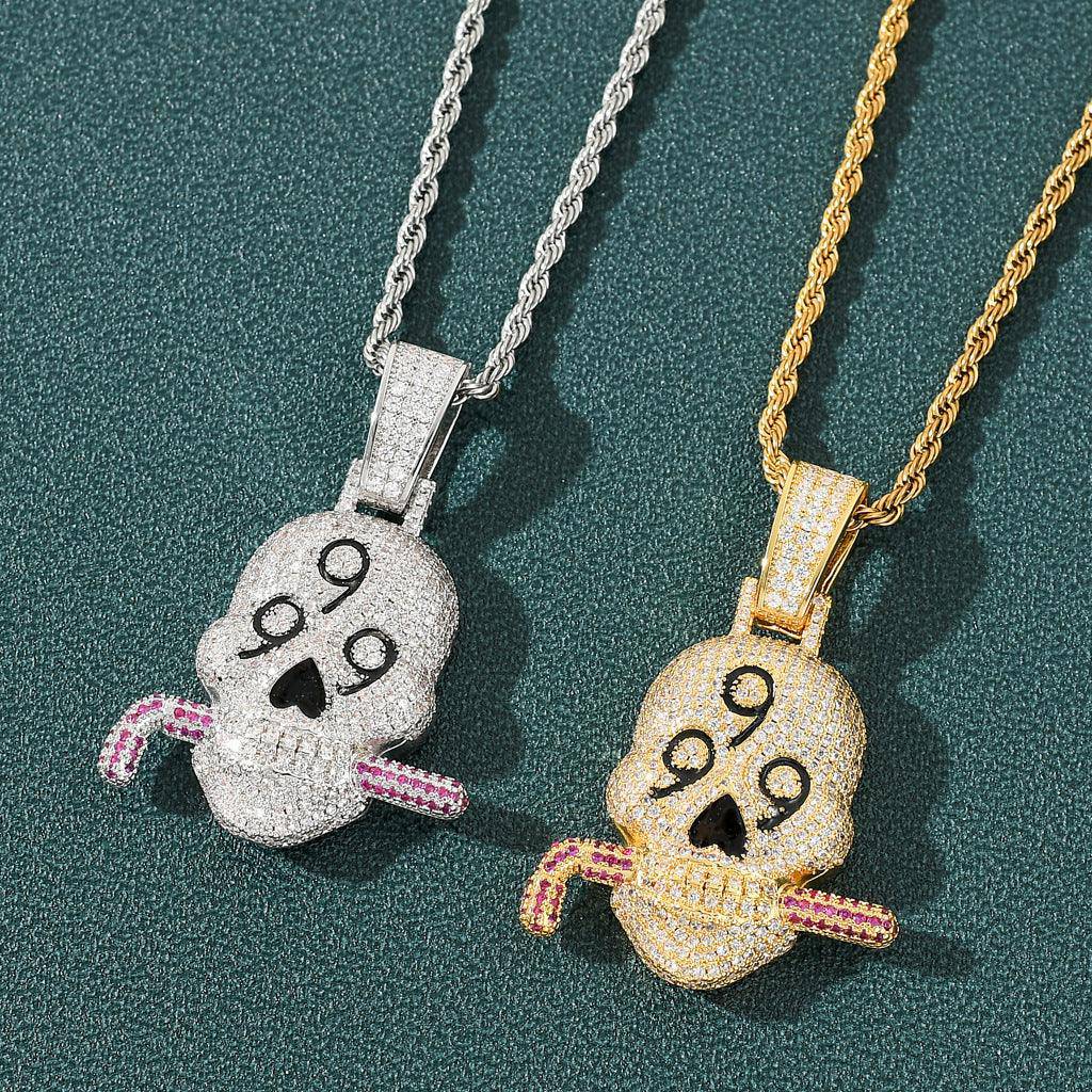 Macie Fully Iced Skull Pendant Chain