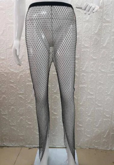 Cynthia Rhinestone Mesh Pants - Hot fashionista