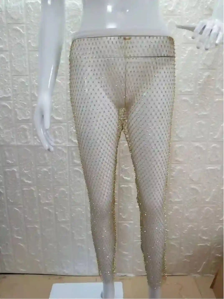 Cynthia Rhinestone Mesh Pants - Hot fashionista