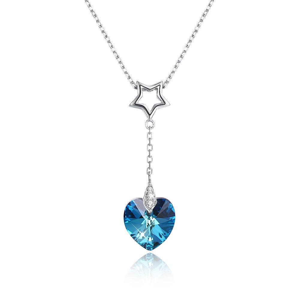 Whilia Sterling Silver Heart Crystal Pendant Necklace - Hot fashionista