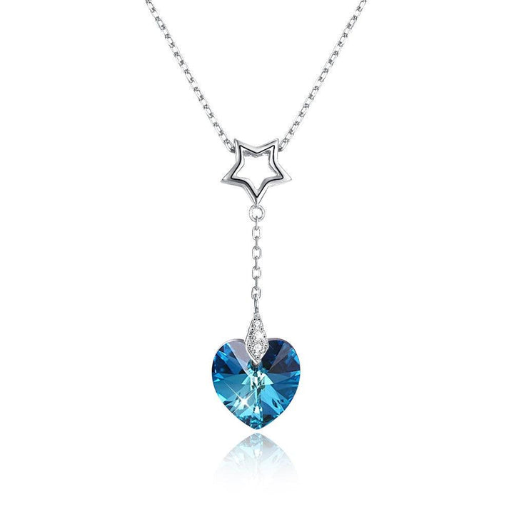 Whilia Sterling Silver Heart Crystal Pendant Necklace - Hot fashionista