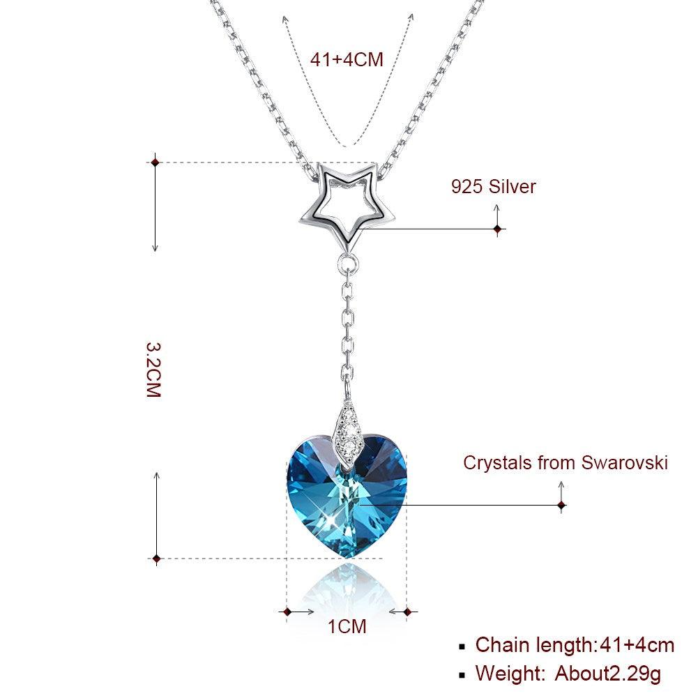 Whilia Sterling Silver Heart Crystal Pendant Necklace