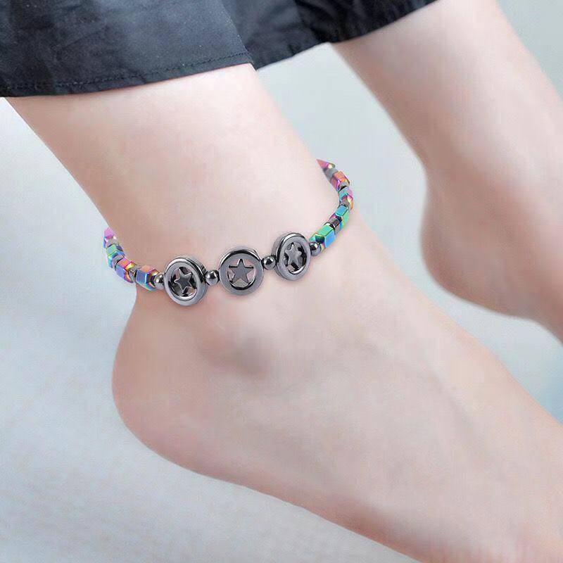 Nikole Black Stone Beaded Anklet