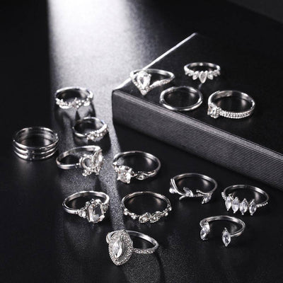 Frances 15-pieces Boho Ring Set