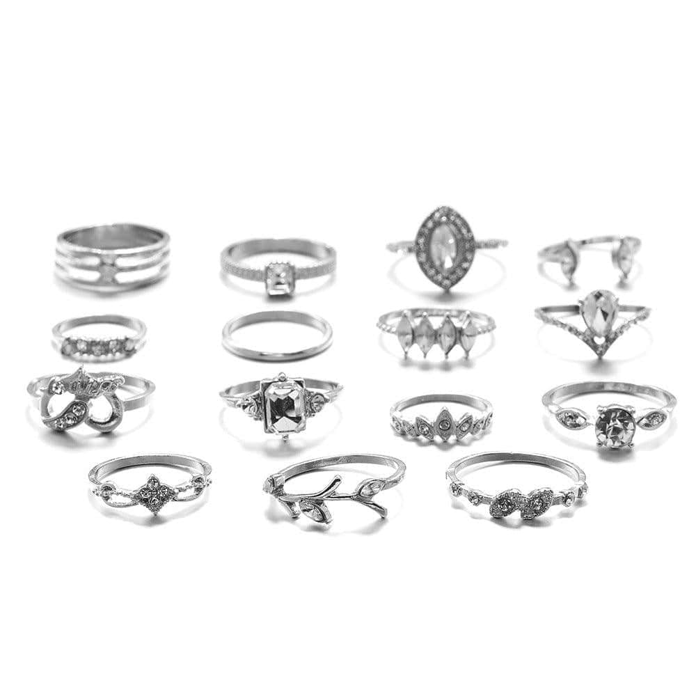 Frances 15-pieces Boho Ring Set