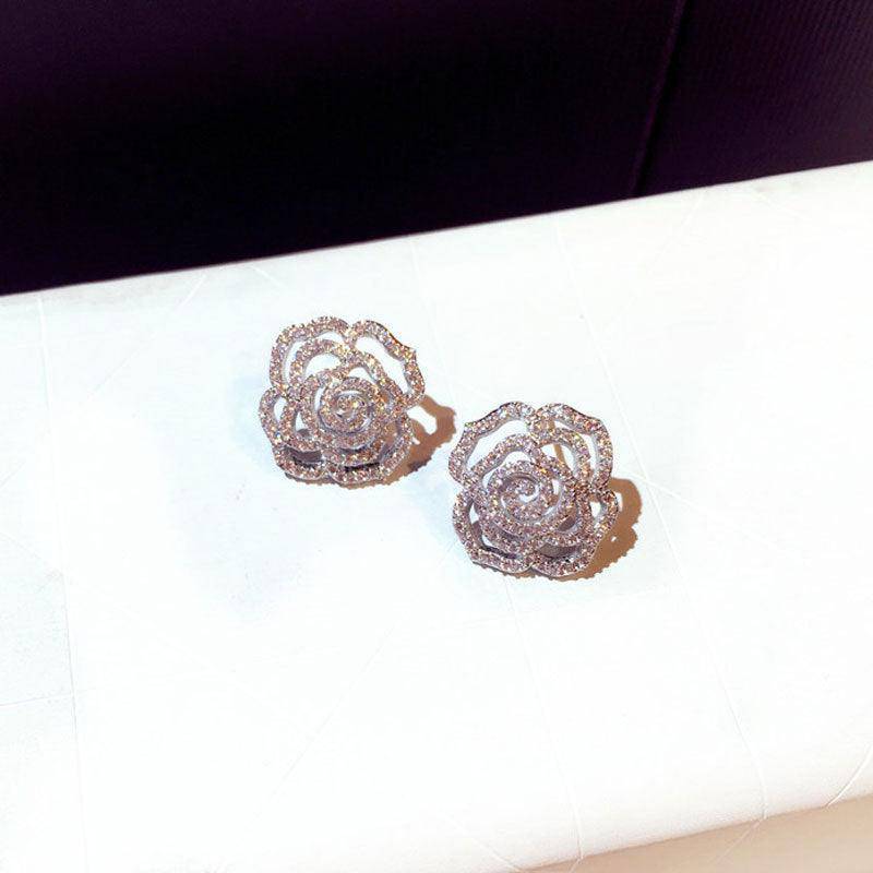 Boucles d'Oreilles Lauressa Micro Rose Incrustée