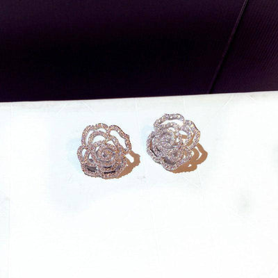 Boucles d'Oreilles Lauressa Micro Rose Incrustée