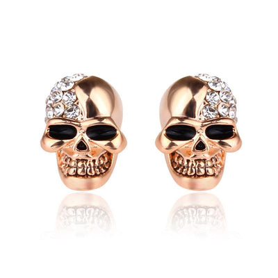 Shana Punk Skull Head Ear Stud Rhinestone Earrings