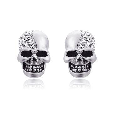 Shana Punk Skull Head Ear Stud Rhinestone Earrings