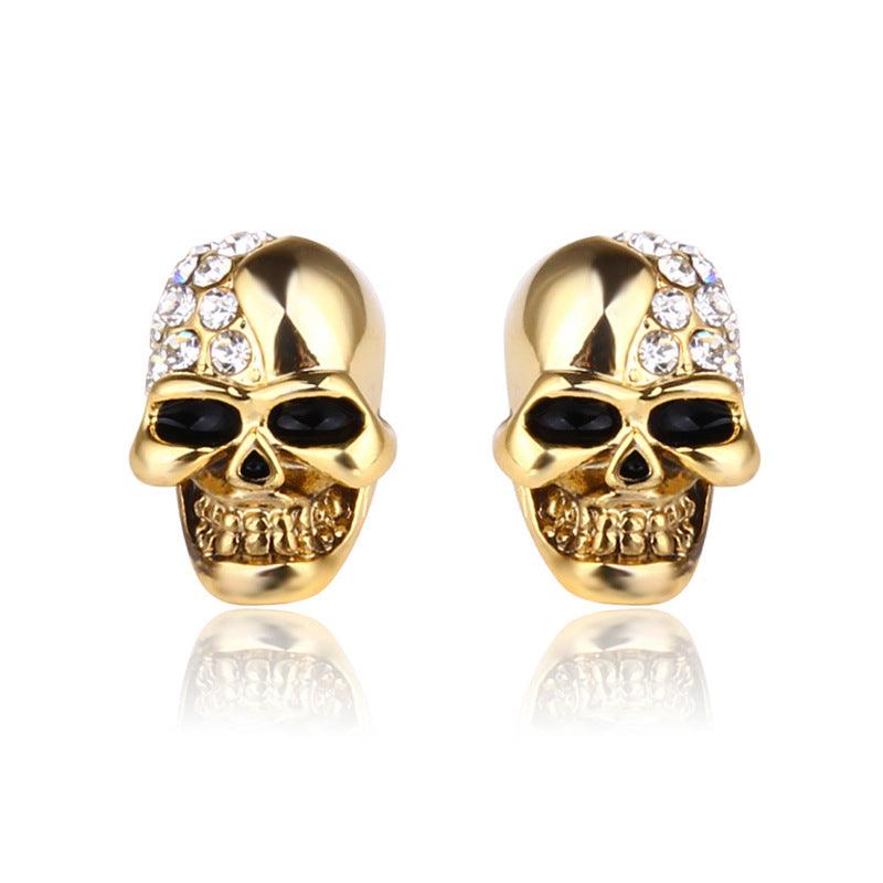 Shana Punk Skull Head Ear Stud Rhinestone Earrings