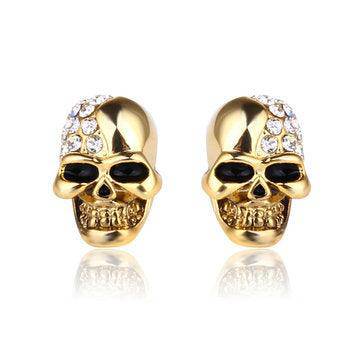 Shana Punk Skull Head Ear Stud Rhinestone Earrings