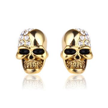 Pendientes de diamantes de imitación con forma de calavera estilo punk de Shana