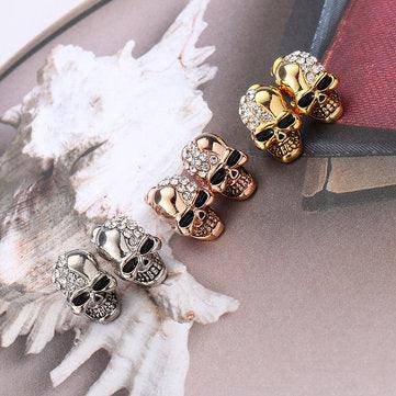 Shana Punk Skull Head Ear Stud Rhinestone Earrings