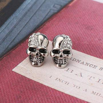 Shana Punk Skull Head Ear Stud Rhinestone Earrings