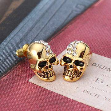 Shana Punk Skull Head Ear Stud Rhinestone Earrings