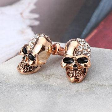 Shana Punk Skull Head Ear Stud Rhinestone Earrings