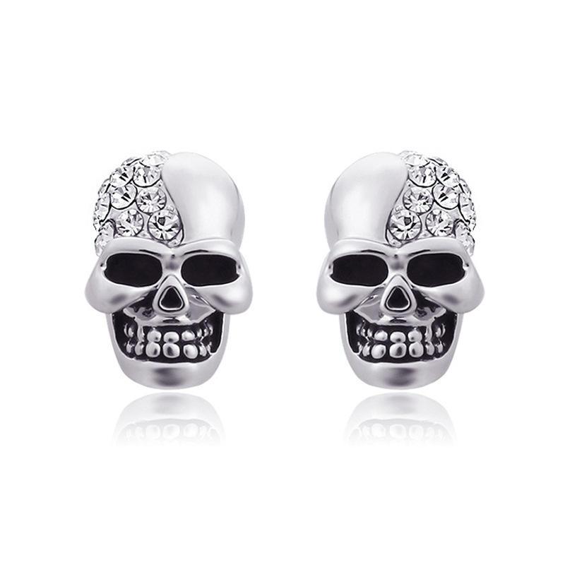 Shana Punk Skull Head Ear Stud Rhinestone Earrings