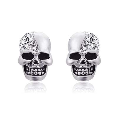 Shana Punk Skull Head Ear Stud Rhinestone Earrings