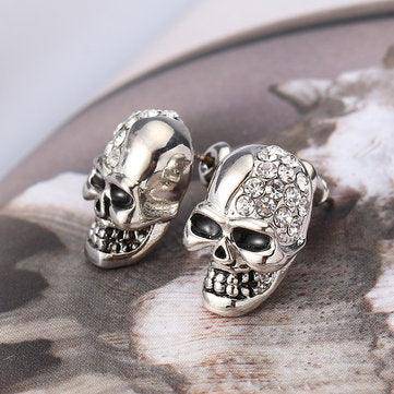 Pendientes de diamantes de imitación con forma de calavera estilo punk de Shana