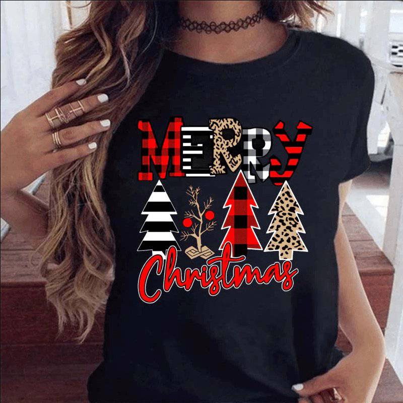 Georgia Short Sleeve Round Neck Christmas Top - Hot fashionista