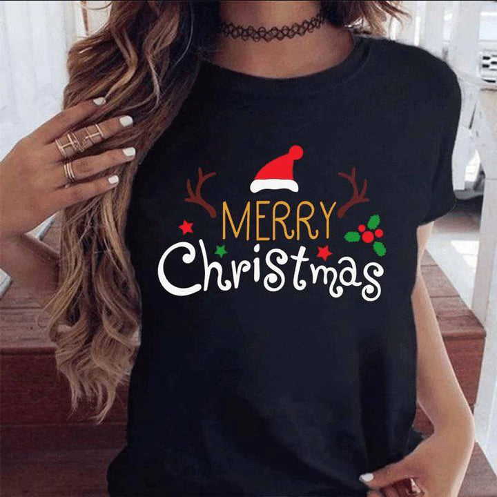 Georgia Short Sleeve Round Neck Christmas Top - Hot fashionista