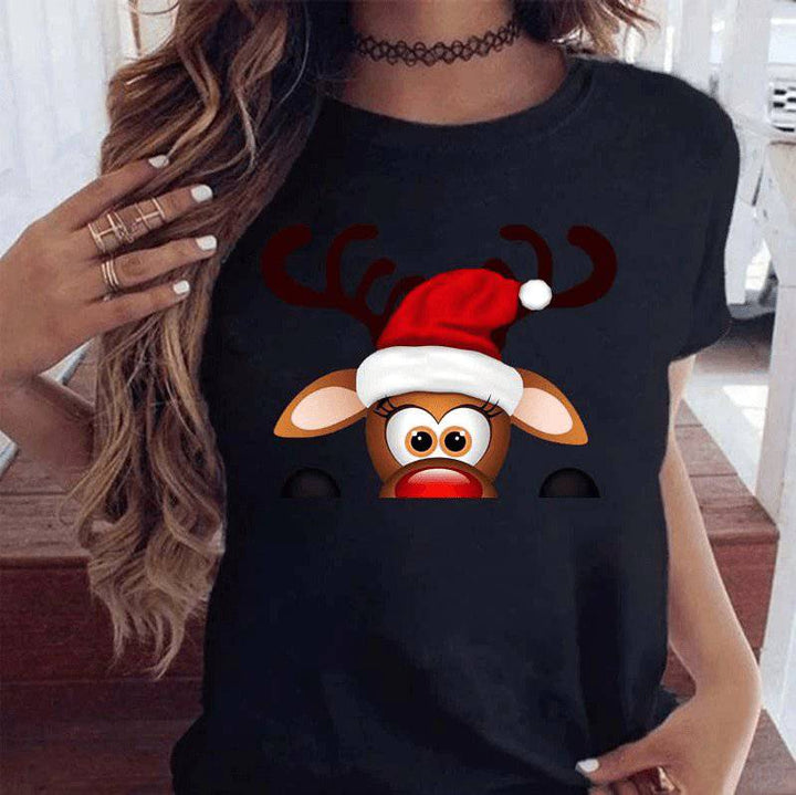 Georgia Short Sleeve Round Neck Christmas Top - Hot fashionista