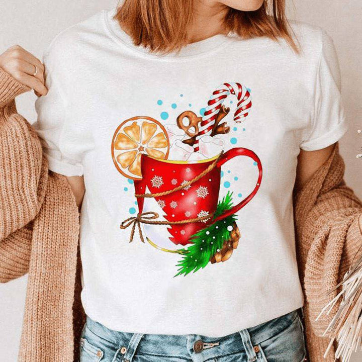 Georgia Short Sleeve Round Neck Christmas Top - Hot fashionista