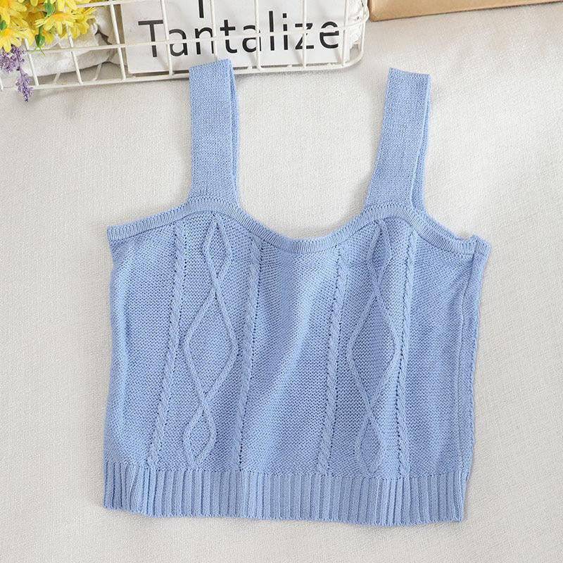 Kaylee Sleeveless Crop Knitted Tank Top - Hot fashionista