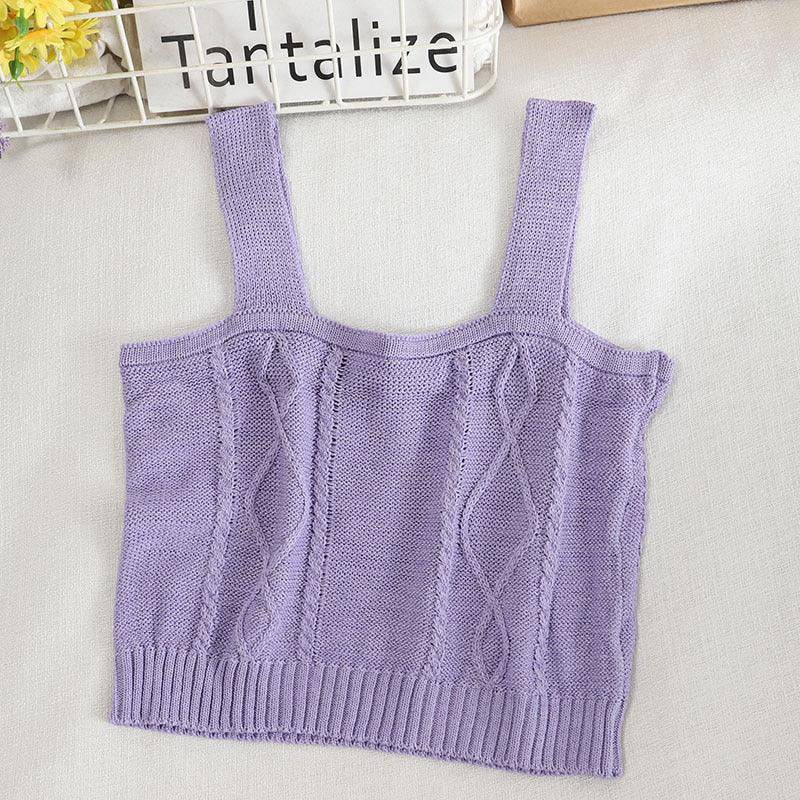 Kaylee Sleeveless Crop Knitted Tank Top - Hot fashionista