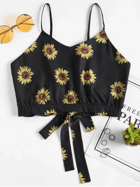 Elena Sunflower Print Cami Top - Hot fashionista