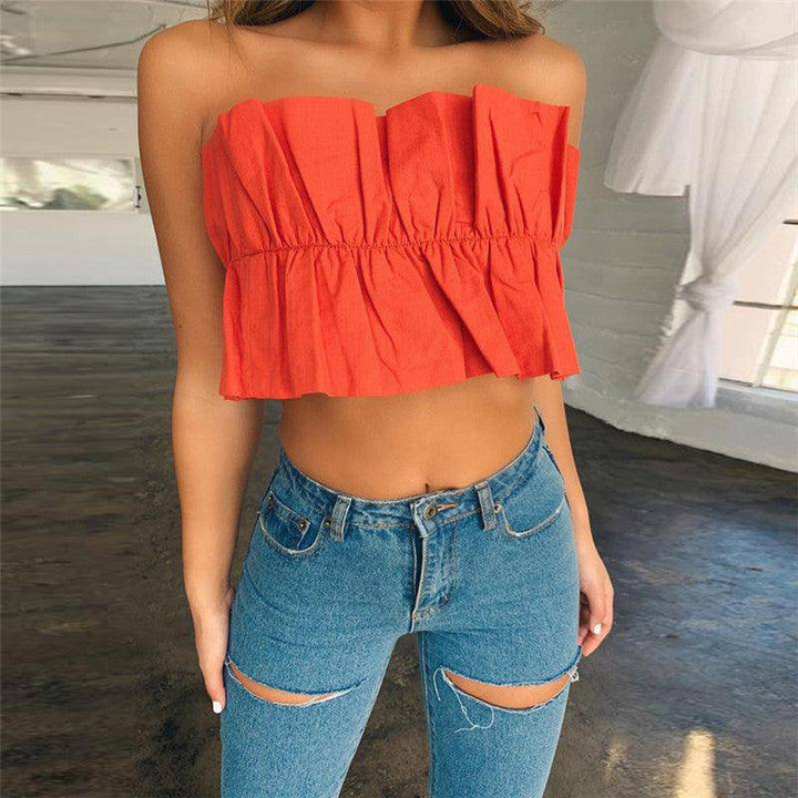 Martha Pleated Strapless Crop Top - Hot fashionista