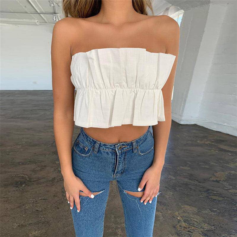 Martha Pleated Strapless Crop Top - Hot fashionista