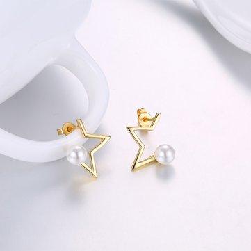 Boucles d'Oreilles Linda Star Pearl Plaqué Or